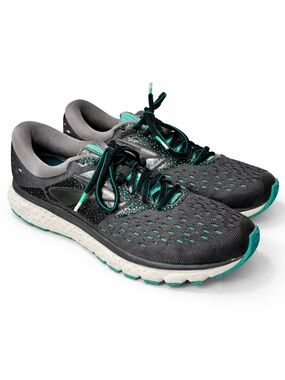 Brooks Running Shoes Women’s Size 7 Gray Teal Athletic Sneakers Comfort Trainer